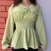 P304elasticatedgreentop