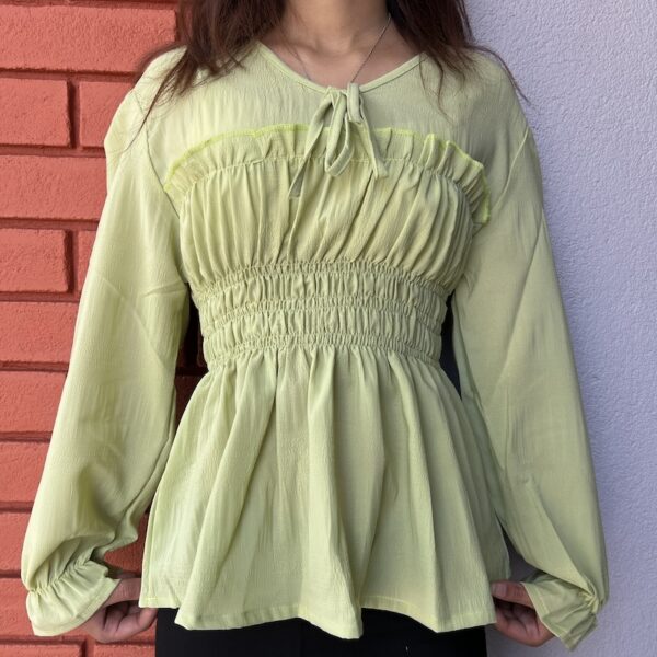 P304elasticatedgreentop