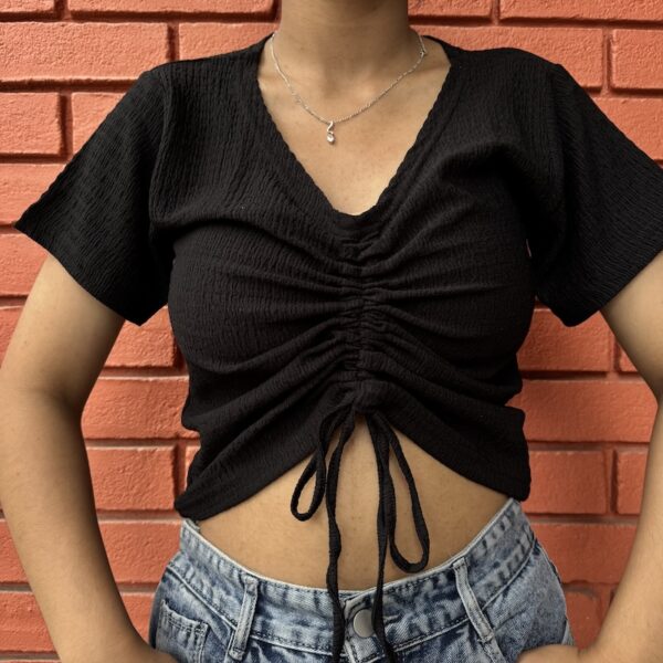P7005BlackLaceUpTop