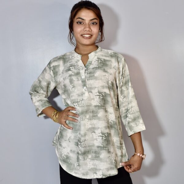P3010GreenPrintedTops